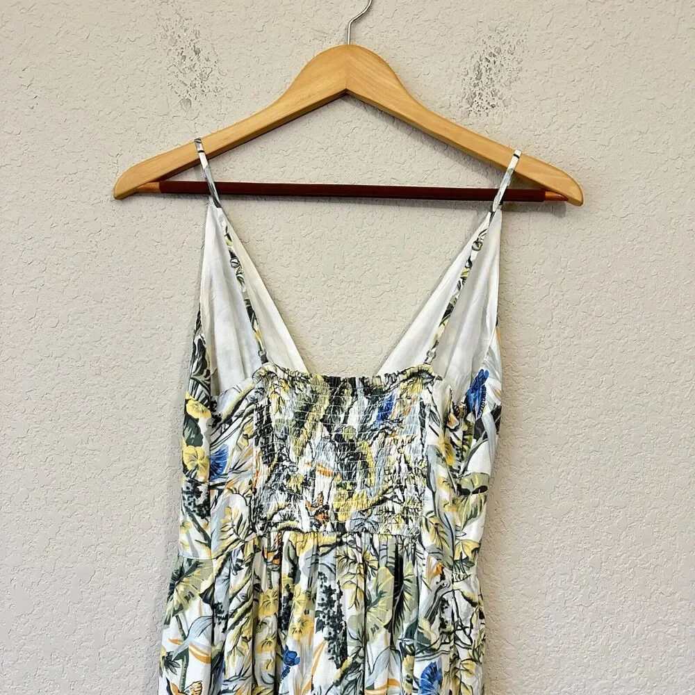 ABERCROMBIE & FITCH Plunge Maxi Dress in Multicolor Tropical Print NWT
